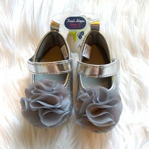 Silver baby shoes